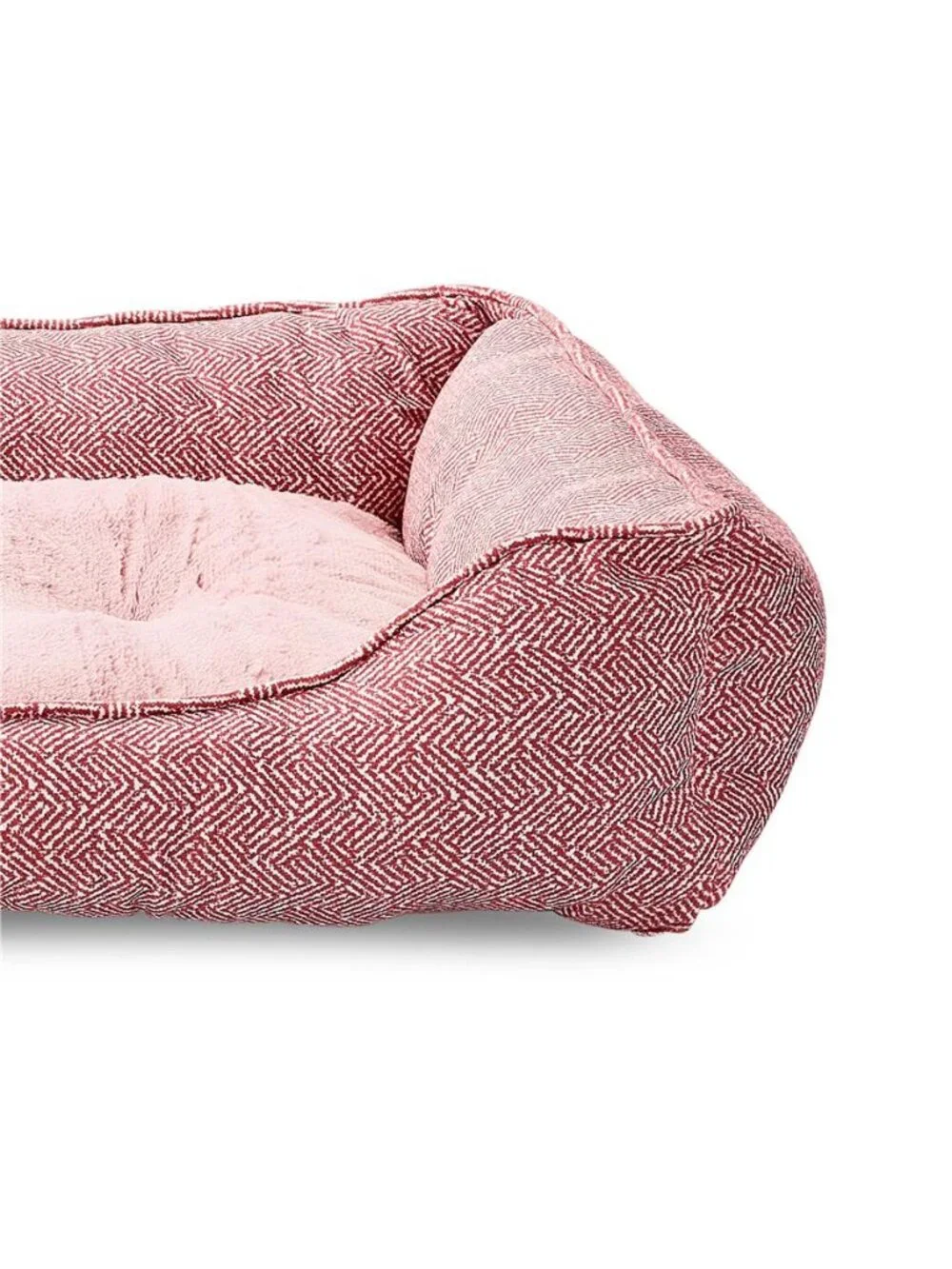 Large Flannel Waffle Texture Bolster Cat or Dog Bed, Pink, 27
